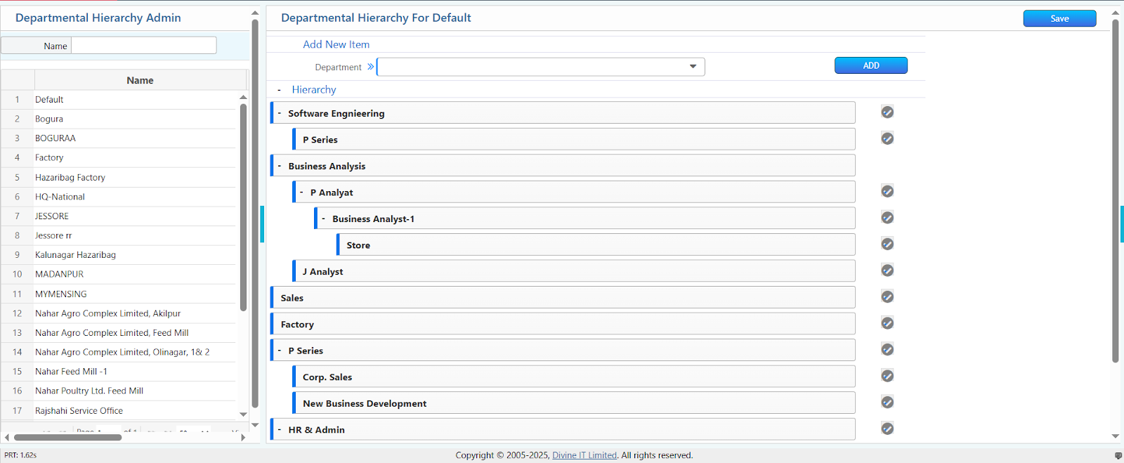 Departmental Hierarchy Admin